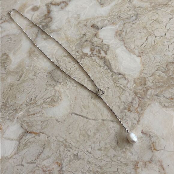 Michael Hill Sterling Silver Open Heart Pearl Lariat Necklace - Picture 5 of 8